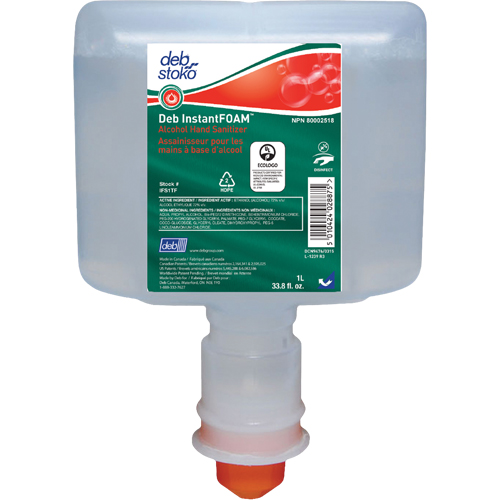 InstantFoam&reg; Sanitizer, 1000 ml, Cartridge Refill, 72% Alcohol Par Equipment