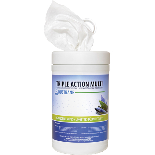 Triple Action Multi Disinfecting Wipes, 7" x 8", 120 Count Par Equipment