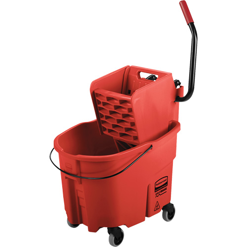 WaveBrake&reg; Mop Bucket & Wringer Combo Pack, Side Press, 8.75 US Gal.(35 Quart), Red Par Equipment