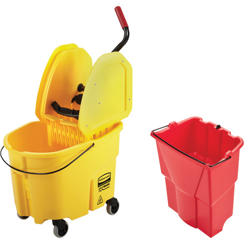 Ensemble de seau pour vadrouille et essoreuse WaveBrake, Pression vers le bas, 8,75 gal. US (35 pintes), Jaune Par Equipment