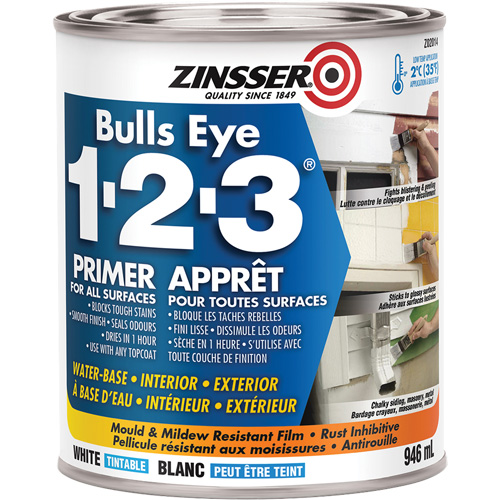 Appr&ecirc;t &agrave; base d'eau Bulls Eye 1-2-3, 946 ml, Canette, Blanc Par Equipment