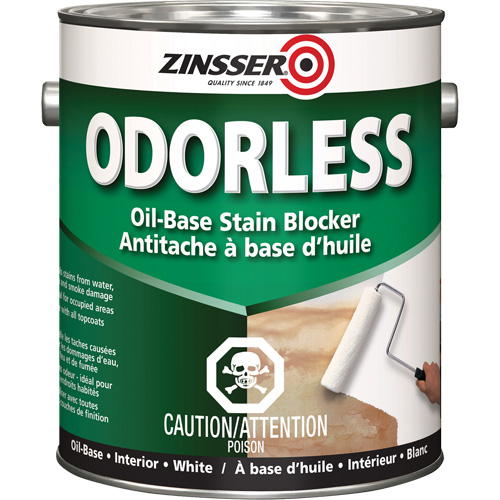 Odourless Oil-Base Stain Blocking Primer, White, Very Flat, 3.78 L, Gallon Par Equipment