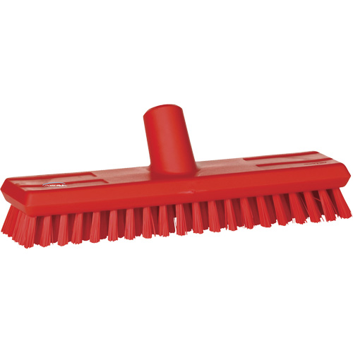 Brosse lave-pont aliment&eacute;e en eau, Crins Extra-ferme, 10-3/4", Polyester, Rouge Par Equipment