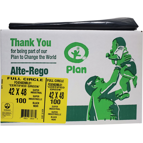 Full Circle Super Industrial Garbage Bags, Biodegradable, X-Strong, 48" L x 42" W, 1.5 mils Thick Par Equipment