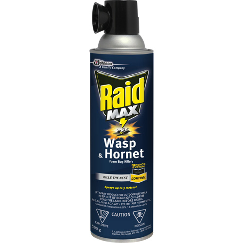 Mousse insecticide contre les gu&ecirc;pes et les frelons Raid Max, 500 g, Canette a&eacute;rosol, &agrave; base de solvant Par Equipment