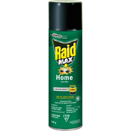 Insecticide pour insectes domestiques Raid Max, 500 g, Canette a&eacute;rosol, &agrave; base de solvant Par Equipment