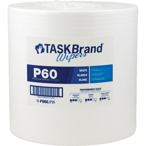 Chiffons de premi&egrave;re qualit&eacute; P60 TaskBrand, Tout usage, 13" lo x 12" la Par Equipment