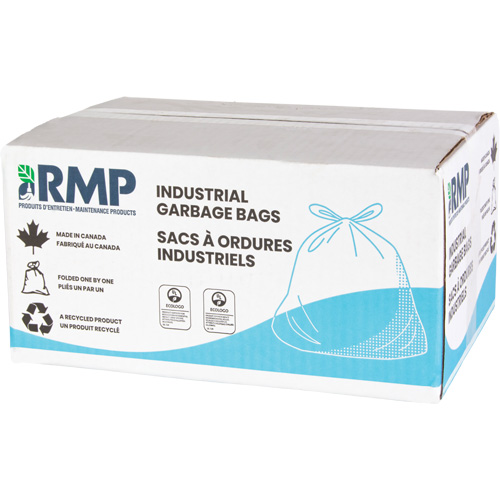 Industrial Garbage Bags, Strong, 35" W x 50" L, 0.9 mils, Black, 194 L (44 Gal.) Capacity Par Equipment