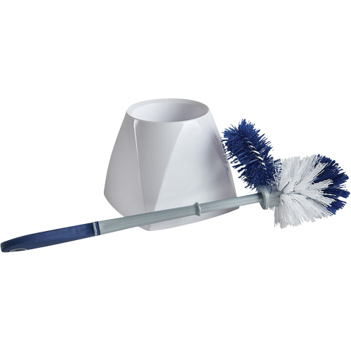 Toilet Brush with Lip & Holder, 15" L, Synthetic Bristles, White Par Equipment