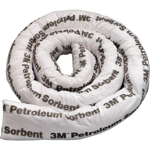 Barri&egrave;re de pollution absorbante double pour produits p&eacute;troliers, Huile seulement, 8' lo x 3" la, Absorption 15,7 gal Par Equipment