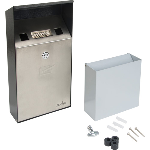 Smoking Receptacle, Wall-Mount, Stainless Steel, 1 Litre Capacity, 11-4/5" Height Par Equipment