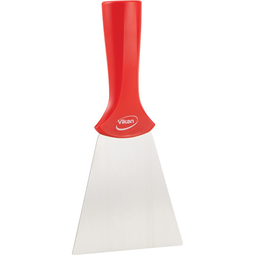 Grattoir en acier inoxydable avec poign&eacute;e montable sur manche, Rouge, 4" la x 8" lo Par Equipment
