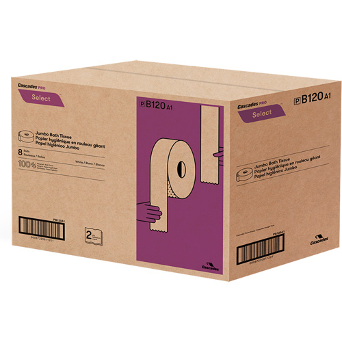 Papier hygi&eacute;nique Pro Select, Rouleau G&eacute;ant, 2 Pli, Longueur 900', Blanc Par Equipment