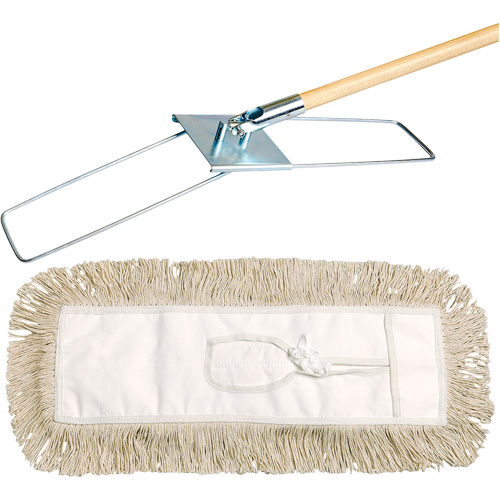 Break-Ezy Dust Mop System, Tie-On Style, Cotton, 48" L x 3-1/2" W Par Equipment