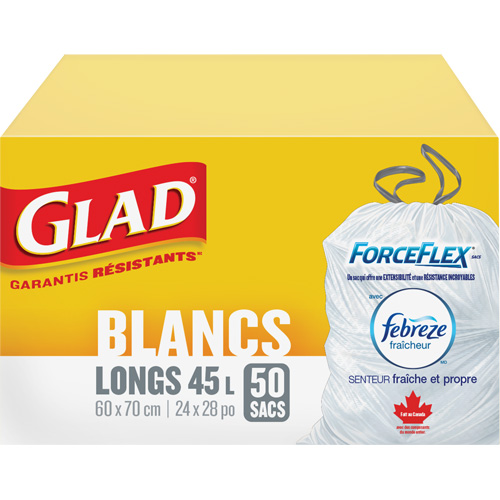 Tall 45L Febreze Garbage Bags, Regular, 24" W x 28" L, White Par Equipment