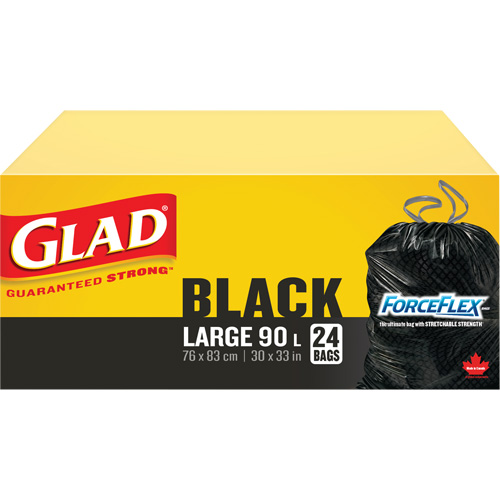 90L Garbage Bags, Regular, 30" W x 33" L, Black Par Equipment