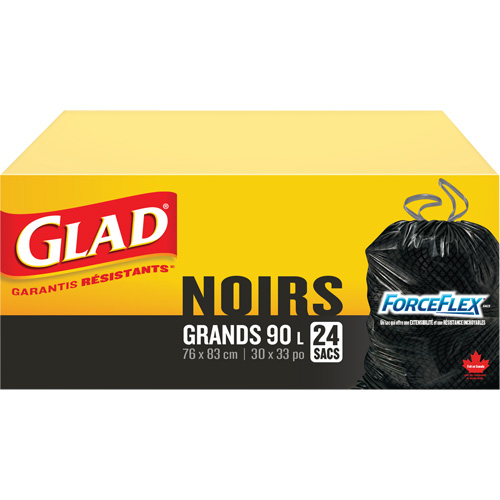 90L Garbage Bags, Regular, 30" W x 33" L, Black Par Equipment
