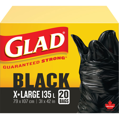 135L Garbage Bags, Regular, 31" W x 42" L, Black Par Equipment