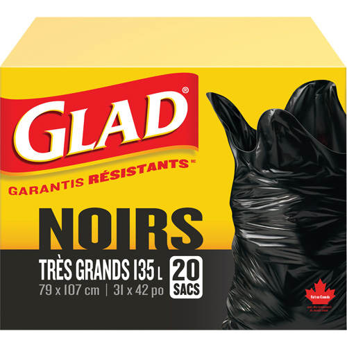 135L Garbage Bags, Regular, 31" W x 42" L, Black Par Equipment