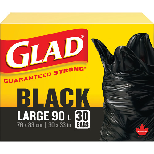 90L Garbage Bags, Regular, 30" W x 33" L, Black Par Equipment