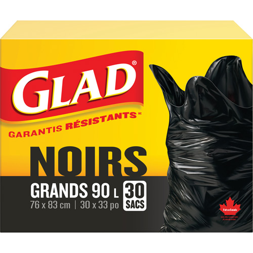 90L Garbage Bags, Regular, 30" W x 33" L, Black Par Equipment