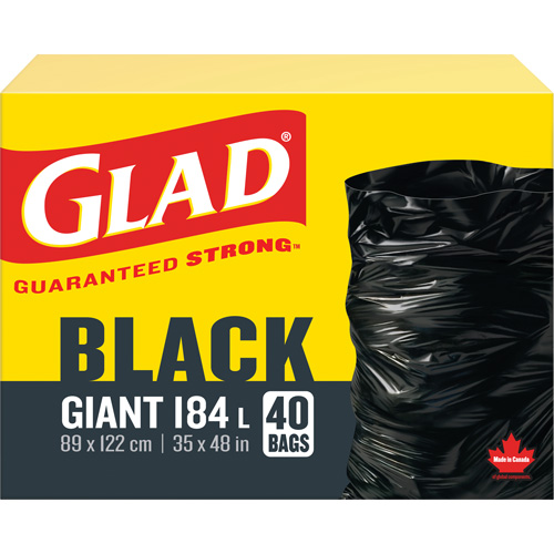 184L Garbage Bags, Regular, 35" W x 48" L, Black Par Equipment