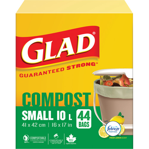 Small Compostable Bags, Regular, 17" L x 16" W, Brown, 10 L (3 Gal.) Capacity Par Equipment