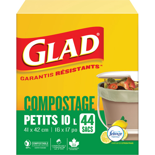 Small Compostable Bags, Regular, 17" L x 16" W, Brown, 10 L (3 Gal.) Capacity Par Equipment