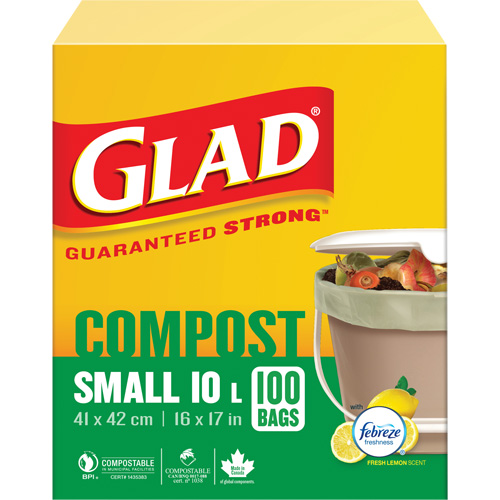 Petits sacs de compostage, R&eacute;gulier, 17" lo x 16" la, Brun, Capacit&eacute; de 10 L (3 gal.) Par Equipment