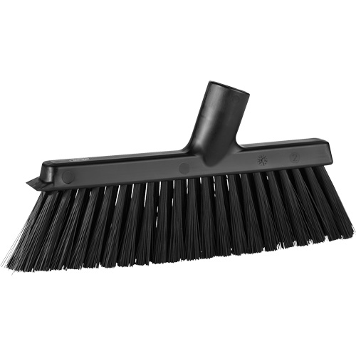 Balai biseaut&eacute; avec pas de vis inclin&eacute;, Crins Moyen, 10", Polyester, Noir Par Equipment