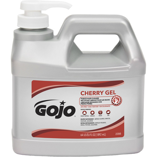 Nettoyant &agrave; mains, Gel/Pierre ponce, 1,89 L, Bouteille &agrave; pompe, Cerise Par Equipment