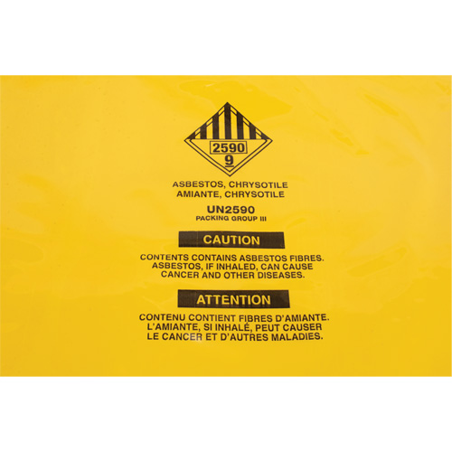 Doublures pour d&eacute;chets dangereux, Amiante, 40" lo x 35" la, 3 mils Par Equipment