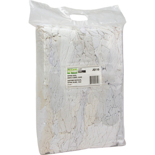 Recycled Material Wiping Rags, Cotton, White, 10 lbs. Par Equipment