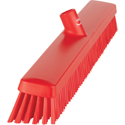 Heavy-Duty Push Broom, Fine/Stiff Bristles, 24", Red Par Equipment