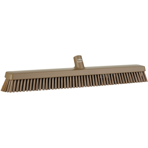 Heavy-Duty Push Broom, Fine/Stiff Bristles, 24", Brown Par Equipment