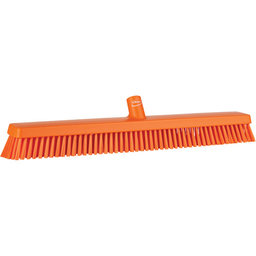 Heavy-Duty Push Broom, Fine/Stiff Bristles, 24", Orange Par Equipment