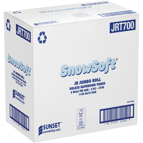Snowsoft Deluxe Bathroom Tissue, Jumbo Roll, 2 Ply, White Par Equipment