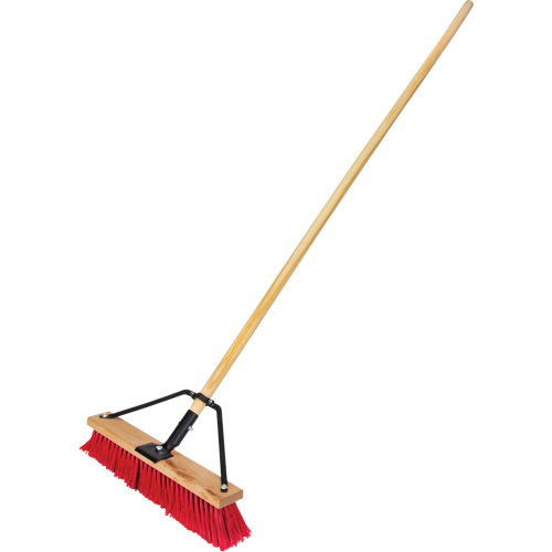Push Broom with Braced Handle, 18", Medium, PVC Bristles Par Equipment