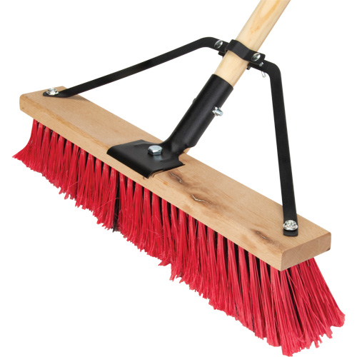 Push Broom with Braced Handle, 18", Medium, PVC Bristles Par Equipment