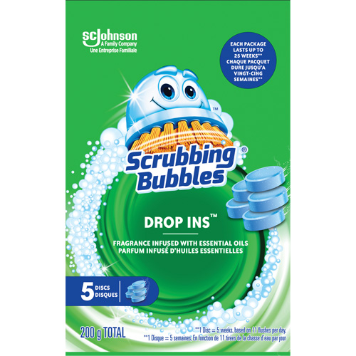 Pastilles nettoyantes pour toilettes Scrubbing Bubbles Drop-Ins, 200 g, Tampon Par Equipment