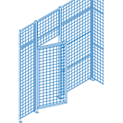 Wire Mesh Partition Components - Swing Doors, 3' W x 7' H Par Equipment