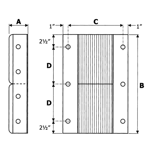 Laminated Dock Bumpers, Vertical, Rubber/Steel, 11" W x 4" D x 24" H Par Equipment