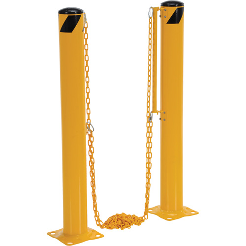 Syst&egrave;me de bornes de protection et chaînes pour quai, Acier, 42" h x 6-5/8" la, Jaune Par Equipment
