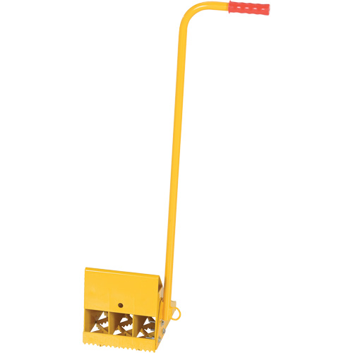 Cale de roue avec poign&eacute;e ergonomique, Acier, Jaune, 8" la x 10-3/4" p x 9-1/8" h Par Equipment