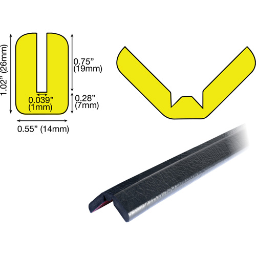 Butoir de protection de rebords mod&egrave;le W 1M, Longueur 3.25' Par Equipment