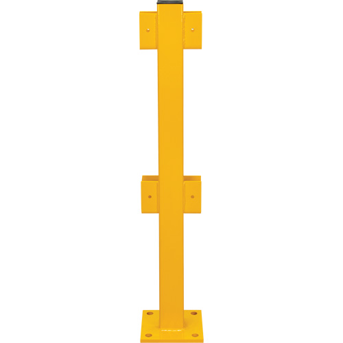 Poteau en ligne pour garde-corps l&eacute;gers, Acier, 42" h, Jaune s&eacute;curit&eacute; OSHA Par Equipment