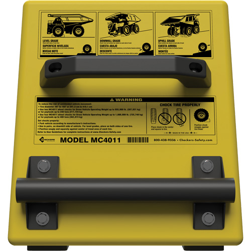 Cale de roue ultra-robuste pour l'exploitation mini&egrave;re Checkers Safety, PEHD, Jaune, 14-1/2" la x 17-1/2" p x 16" h Par Equipment