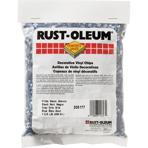 Pastilles de vinyle d&eacute;coratives Concrete Saver, 0,5 kg, Sac, M&eacute;lange noir/blanc/bleu Par Equipment