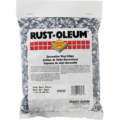 Pastilles de vinyle d&eacute;coratives Concrete Saver, 0,5 kg, Sac, M&eacute;lange noir/blanc Par Equipment