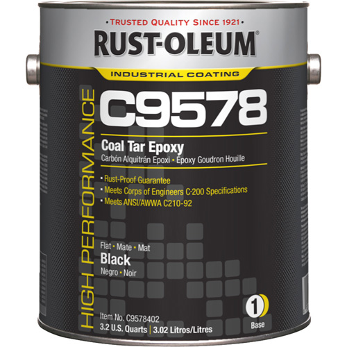 Composant de base pour rev&ecirc;tement &eacute;poxydique &agrave; base de goudron de houille et &agrave; haute teneur en solides du syst&egrave;me C9578, Noir, Gallon Par Equipment
